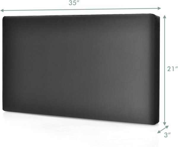 Giantex Upholstered Headboard for Twin/Twin XL Size Bed, Wall Mounted Twin Headboard Only, PU Leather Headboard for Dorm Bedroom, Attachment Device Included, College Dorm Headboard, Black - Image 2