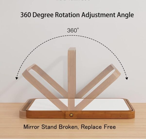 ZOROSY Desk Makeup Mirrors with Wood - Rectangle Wall-Mounted Mirrors Table Mirrors for Living Room Bedroom Birthday Gifts - Image 3