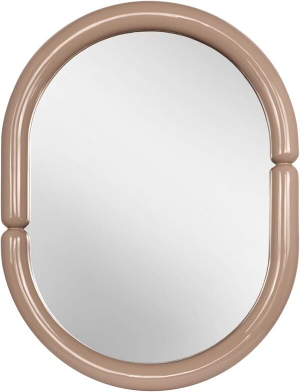 Arch Mirror Bathroom Vanity Wall Mirror with Wood Frame Pop Bagel Shaped Wall Mirror (Light Brown, 32"x24") - Image 2