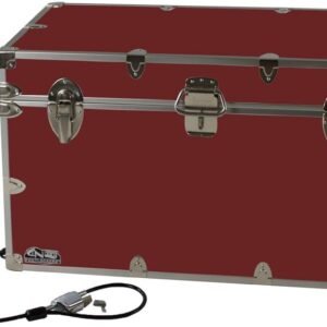 C&N Footlockers – XL Graduate Storage Trunk w/Cable Lock – Made in the USA – STEEL Footlocker for College Dorm Room & Summer Camp – 32 x 18 x 18.5 Inches (Maroon)