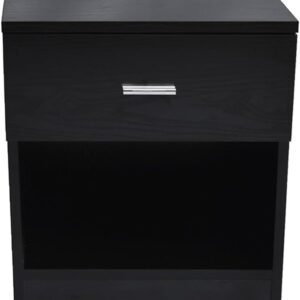 Nightstand, End Table, Bed Side Table/Night Stand for Bedroom, Small Spaces, College Dorm, Kids’ Room, Living Room, Wood, 16W x 14D x 18H (Black – B)