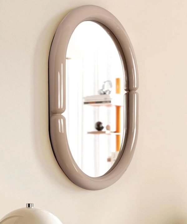 Arch Mirror Bathroom Vanity Wall Mirror with Wood Frame Pop Bagel Shaped Wall Mirror (Light Brown, 32"x24") - Image 6