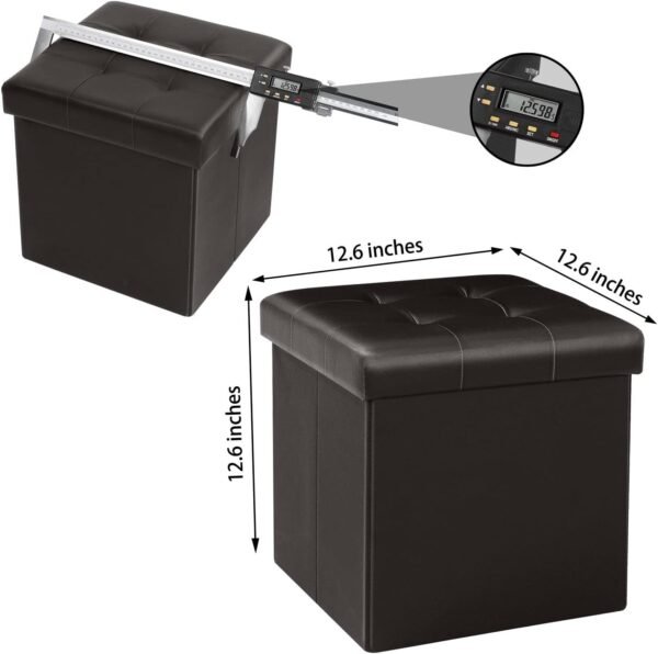 B FSOBEIIALEO Storage Ottoman Small Cube Foot Rest Seat Faux Leather Toy Chest Brown 12.6"X12.6"X12.6" (2 Pack) - Image 8