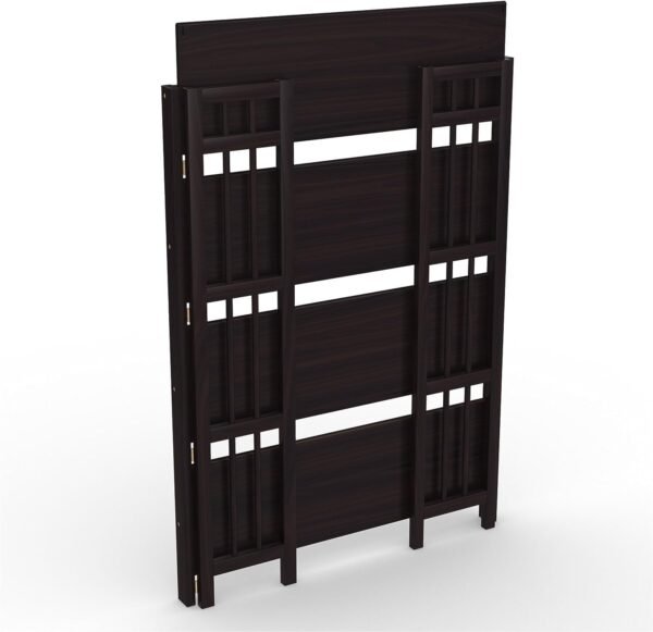 4-Tier Folding Bookshelf | Espresso Wood Finish | 45x32x11.5 Inches | Book Shelf for Books and Trinkets | No Assembly Required | Foldable & Small Bookshelf for Home and Office - Image 9