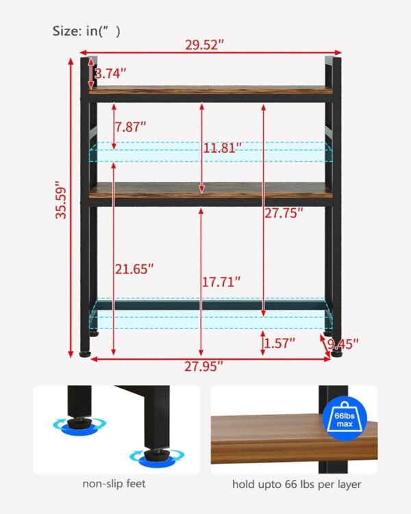 Desktop Bookshelf, 2-Tier Multipurpose Countertop Storage Hutch for Computer Desk, Adjustable Wood Display Rack Organizer for Dorm Office Home - Brown - Image 2