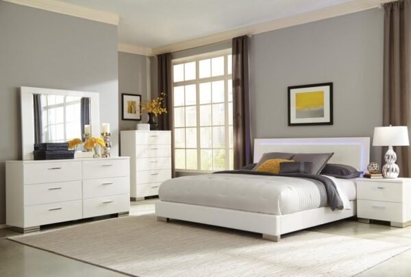 Coaster Home Furnishings 203500KW Platform Bed, 75.5" W x 91.5" D x 48.5" H, Glossy White - Image 2