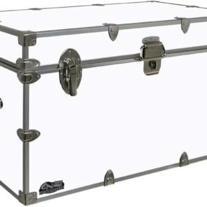 C&N Footlockers – XL Graduate Storage Trunk – Made in the USA – STEEL Footlocker for College Dorm Room & Summer Camp – 32 x 18 x 18.5 Inches (White)