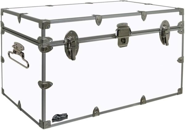 C&N Footlockers - XL Graduate Storage Trunk - Made in the USA - STEEL Footlocker for College Dorm Room & Summer Camp - 32 x 18 x 18.5 Inches (White)