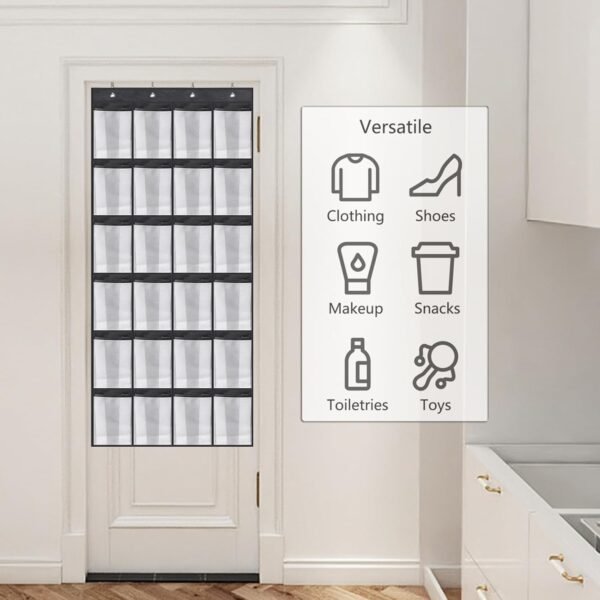 Over The Door Shoe Organizer, 24 Large Pockets Mesh Hanging Shoe Organizer Space Saving Shoe Rack for Door Closet Bedroom Bathroom Dormitories Hanging Shoe Rack Bag for Men Women Kids - Image 3