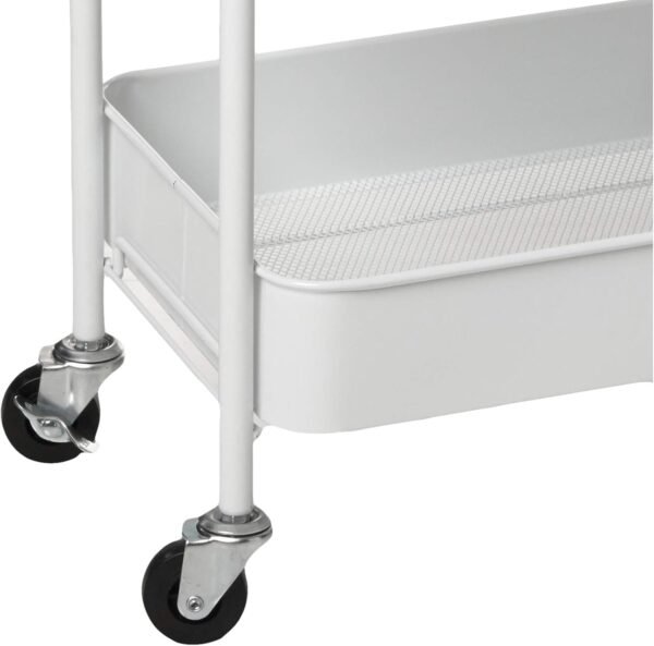 CAXXA 3-Tier Rolling Metal Storage Organizer - Mobile Utility Cart Kitchen Cart with Caster Wheels, White - Image 10