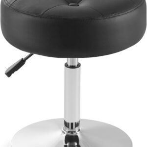 Black Vanity Chair for Makeup Room Vanity Stool for Makeup Room Round Tufted PU Leather Makeup Chair Vanity Stools for Bathroom Height Adjustable 360 Swivel