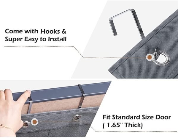 Hanging Storage Organizer Over the Door Shoes Organizer Kids Shoe Rack with 12 Large Fabric Pockets for Closet Shoe Holder Hanger (GREY) - Image 4
