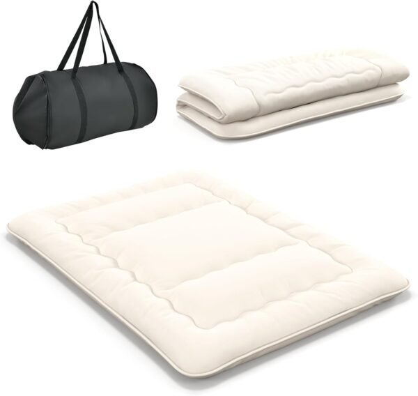 Giantex Japanese Floor Mattress Futon Mattress, Roll Up Mattress Tatami Mat with Washable Cover and Carry Bag, Foldable & Portable Sleeping Pad for Dormitory Camping, Floor Lounger Bed, Queen - Image 9