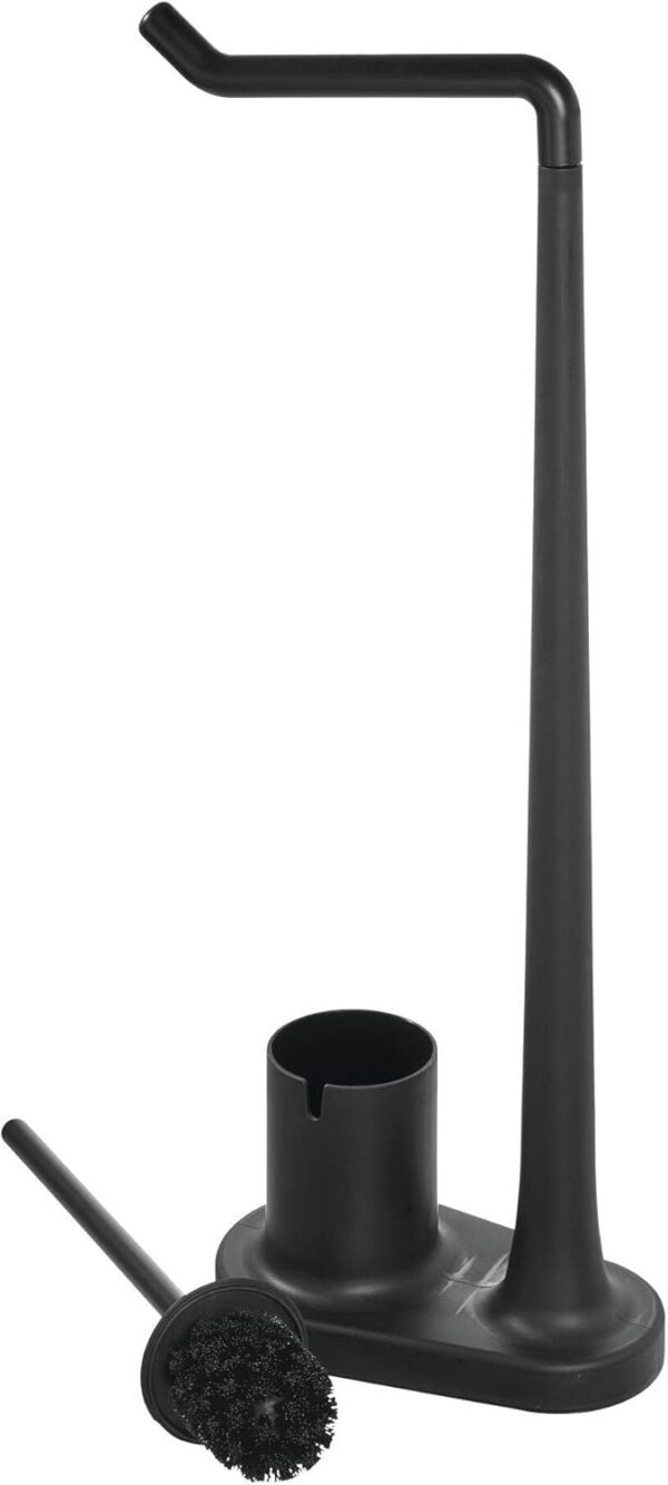 iDesign Cade BPA-Free Plastic Toilet Paper Bowl Brush Set, Tissue Stand Plus, Matte Black - Image 4