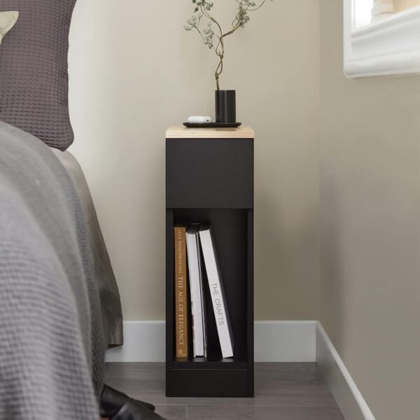 SoBuy End Table, Side Table with Storage Drawer, Nightstand Bedside Table for Small Spaces, Black FBT111-SCH - Image 7