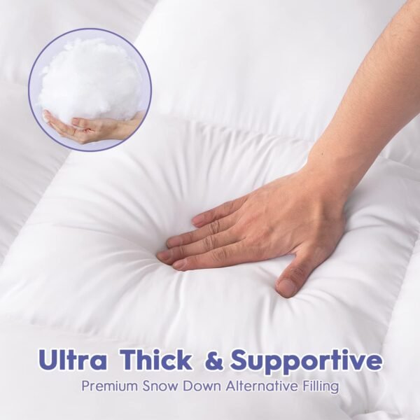 ABENE Mattress Topper for Back Pain Relief Twin XL, Extra Thick Mattress Pad Pillowtop, Soft Mattress Protector Cover with 8"-21" Deep Pocket, College Dorm Essential (White, Twin XL) - Image 6