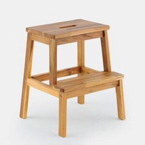 2 Step Wood Stool, Wooden Step Stools for Adults and Kids 250 LBS, Toddler Step Stool Kitchen Helper, Bathroom Stool, Bed Step Stools, Easy to Assemble