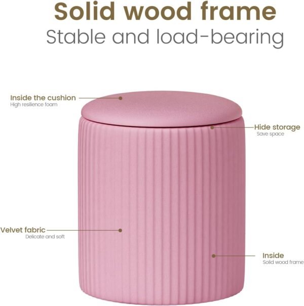 Office Chair,Pink Storage Makeup Stool,Mesh Computer Desk Chair,Home Office Chair Ergonomic Desk Chair Mesh Computer Chair(Pink) - Image 3