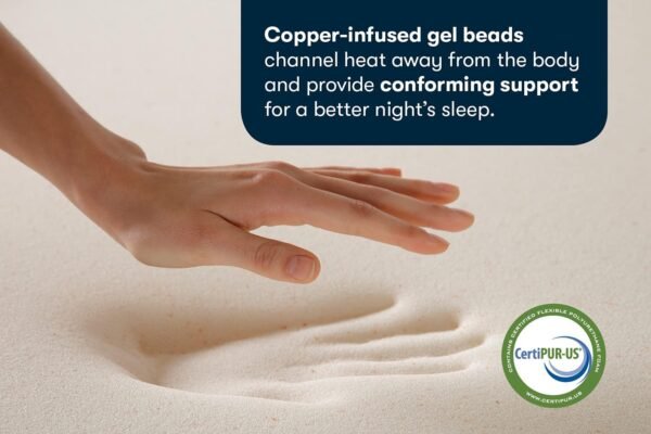Serta CopperGel Cooling, Pressure-Relieving Memory Foam Mattress Topper, 2 Inch, Twin XL - Image 3