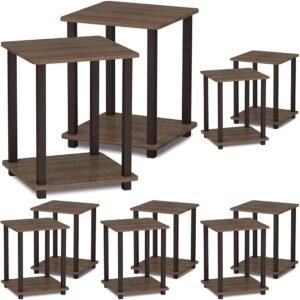 Furinno Simplistic Set of 2 End Table, Walnut/Brown (Pack of 5)