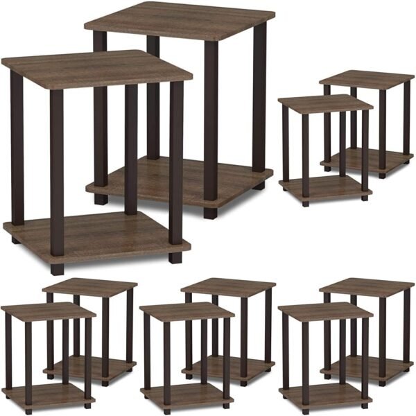 Furinno Simplistic Set of 2 End Table, Walnut/Brown (Pack of 5)