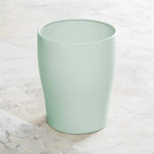 mDesign Metal Wastepaper Bin — Compact Metal Bathroom Bin — Round Rubbish Basket for Home and Office — Mint Green - Image 3