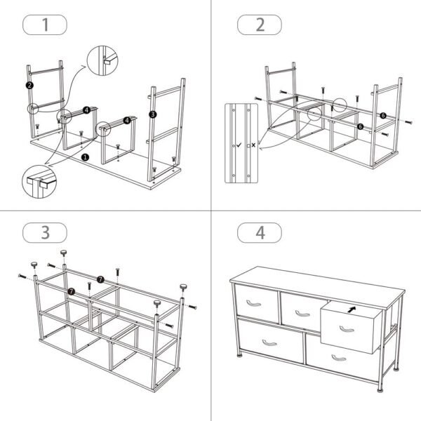 AZL1 Life Concept Extra Wide Dresser Storage Tower with Sturdy Steel Frame, 5 Drawers of Easy-Pull Fabric Bins, Organizer Unit for Bedroom, Hallway, Entryway, Coffee - Image 7