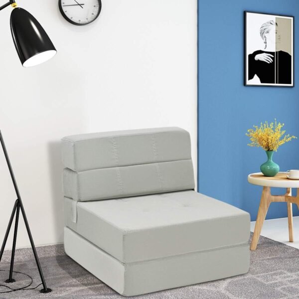 S AFSTAR Triple Fold Down Sofa Bed, Convertible Tri-Fold Floor Couch, Modern Upholstered Guest Sleeper Chair for Living Room Bedroom, Upholstered Guest Chaise Lounge (Gray) - Image 6