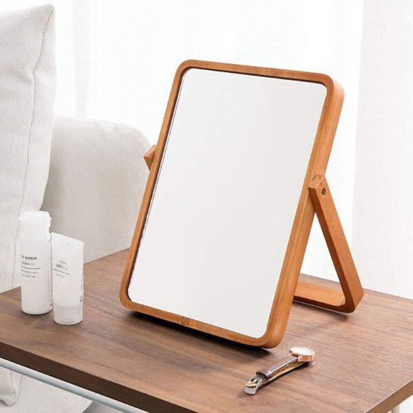 ZOROSY Desk Makeup Mirrors with Wood - Rectangle Wall-Mounted Mirrors Table Mirrors for Living Room Bedroom Birthday Gifts - Image 5