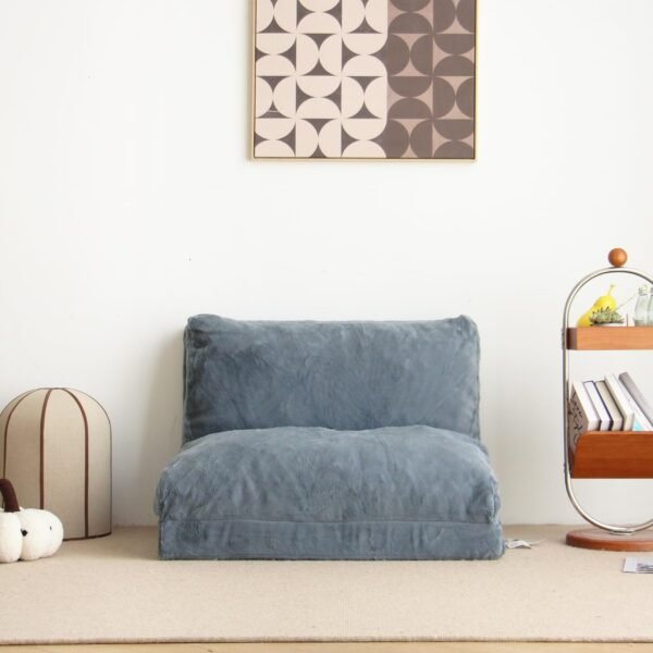 N&V Folding Matress Sofa Bean Bag Bed, Foam Filling Folding Matress Sofa, Includes Removable and Machine Washable Cover, Soft Premium Faux Fur (Small, Blue) - Image 4