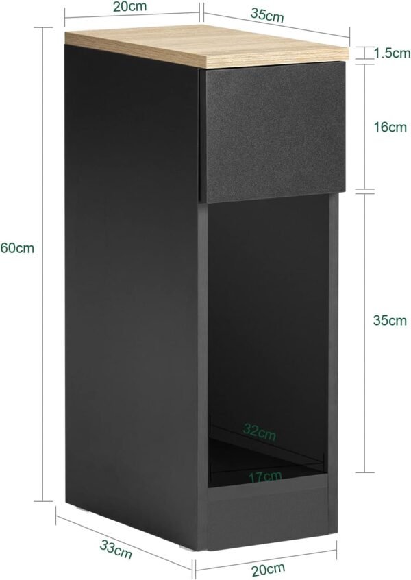 SoBuy End Table, Side Table with Storage Drawer, Nightstand Bedside Table for Small Spaces, Black FBT111-SCH - Image 4