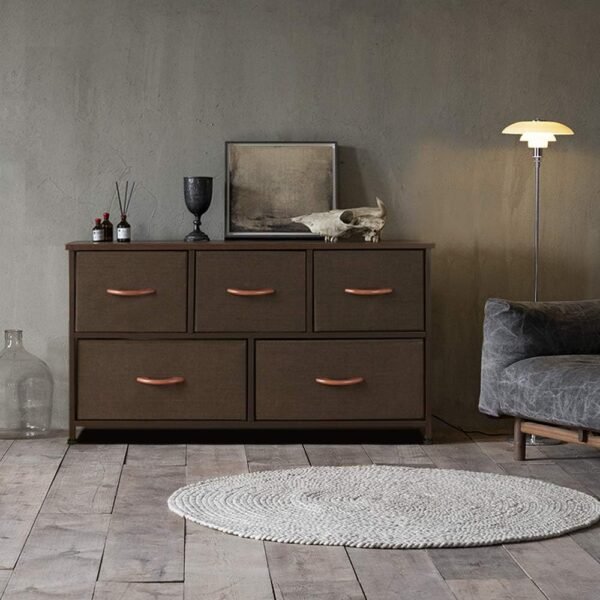 AZL1 Life Concept Extra Wide Dresser Storage Tower with Sturdy Steel Frame, 5 Drawers of Easy-Pull Fabric Bins, Organizer Unit for Bedroom, Hallway, Entryway, Coffee - Image 3