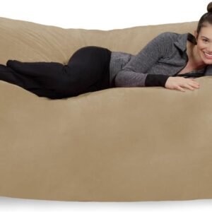 Sofa Sack Bean Bag Lounger – Plush Bean Bag Sofas with Super Soft Microsuede Cover – XL Memory Foam Stuffed Lounger Chairs for Kids, Adults, Couples – Jumbo Bean Bag Chair Furniture – Camel 7.5′