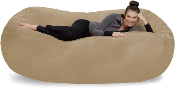 Sofa Sack Bean Bag Lounger - Plush Bean Bag Sofas with Super Soft Microsuede Cover - XL Memory Foam Stuffed Lounger Chairs for Kids, Adults, Couples - Jumbo Bean Bag Chair Furniture - Camel 7.5'
