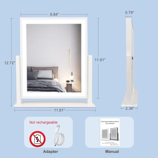 Beelux Makeup Mirror with Lights Lighted Up Vanity Mirror with Touch Control 3 Color Lighting Modes Dimmable 360°Rotation for Vanity Desk Tabletop 13Inch Christmas Birthday Present - Image 4