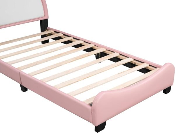 Cute Twin Size Upholstered Bed with Unicorn Shape Headboard,Twin Size Platform Bed with Headboard and Footboard,(Pink 03, Twin) - Image 5