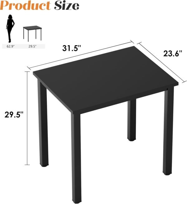 Need Dining Table Small Computer Desk for Home&Office- 31.5" Length Small Writing Desk Gaming Desk Students Laptop Use, Black Desktop & Black Frame AC3CB(80 * 60) - Image 5