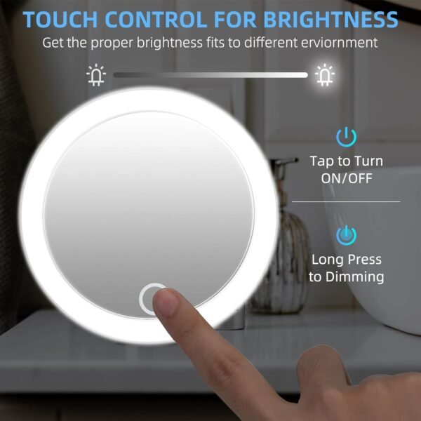 Magnifying Mirror with Light 10X, Lighted Magnifying Mirror 10X Magnification with 3 Suction Cups, 4inch Rechargeable Magnified Travel Makeup Mirror Magnifying Pocket Mirror with Scissors, Dimmable - Image 9