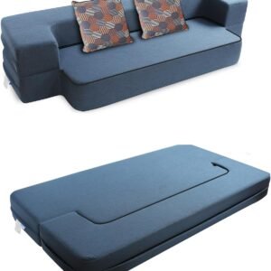WOTU Folding Bed Couch 10 Inch Fold Out Sofa Bed Memory Foam Mattress Comfortable Floor Couch Sleeper Sofa Twin, Dark Blue for Apartments, College Dorms, Guest Room, Living Room