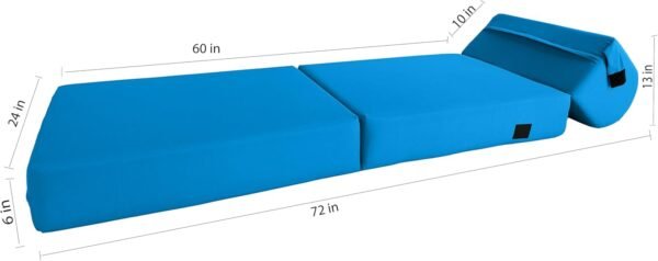 D&D Futon Furniture Sleeper Chair Folding Bed, Studio Sofa Guest Folded Mattress, High Density Foam (70 x 24 x 6, Turquoise) - Image 5