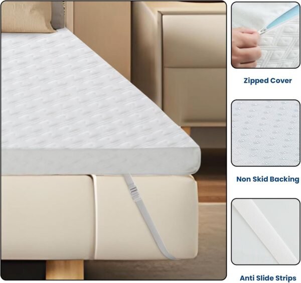 EDILLY 3 Inch Cooling Gel Memory Foam Mattress Topper Twin XL Size, Removable Soft Cover, Comfort Body Support & Pressure Relief - Image 5