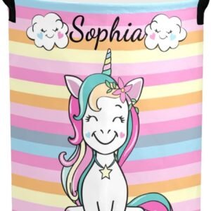 Custom Laundry Basket Name Pattern Laundry Basket Personalized Collapsible Laundry Hamper with Name Dirty Clothes Storage Basket with Handles (Multi27)