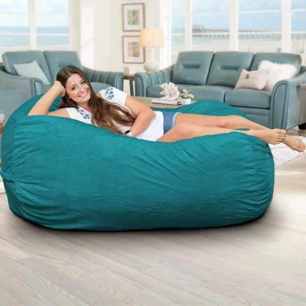 ULTIMATE SACK Lounger Bean Bag Chair, Oversize Bean Bag Chair for Adults, Comfy Chair Bean Bag Couch Lounge Sofa Loveseat Furniture | Teal Suede - Image 2