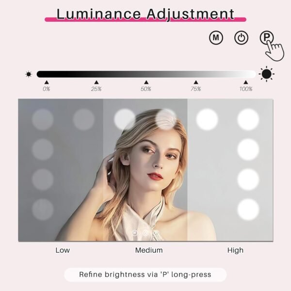 Redlife Vanity Mirror with Lights, Hollywood Mirror with Lights and Magnification for Bedroom, 3 Colors Modes, Touch Control, White (15 LED Dimmable Bulbs) - Image 4