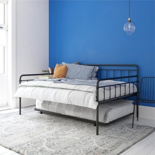 DHP Winston Metal Trundle, Full Size Spfa Bed Frame, Black Daybeds, - Image 5