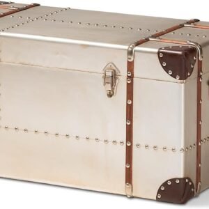 Baxton Studio Bechet Storage Trunk, Silver (154-9188-HiT)