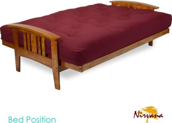 Nirvana Futons Westfield Futon Set - Queen Size, Frame, 8" Mattress, Twill Burgundy Cover - Image 3