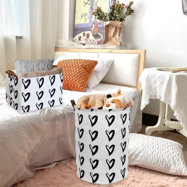 CLOCOR Toy Large Storage Bin-Cotton Storage Basket-Round Gift Basket with Handles for Toys,Laundry,Baby Nursery(Love Heart) - Image 3