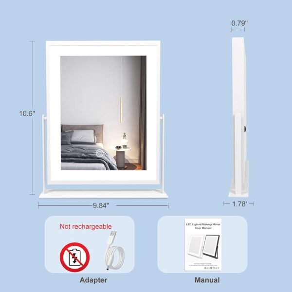 Beelux Vanity Mirror with Lights, New Hollywood Lighted Makeup Mirror with Dimmable Light, Smart Control, Memory, Adjustable Warm White/Natural/Daylight, Birthday Present, 360°Rotation (12 in. White) - Image 7
