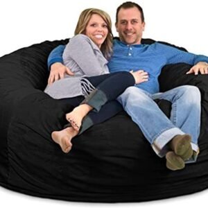 ULTIMATE SACK 6ft Bean Bag Chair, Oversize Bean Bag Chair for Adults, Comfy Chair Bean Bag Couch Lounge Sofa Loveseat Furniture | Black Suede